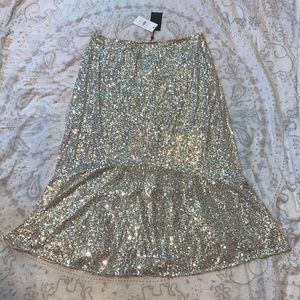 NWT Whistles Suki Sequin Silver Midi Skirt
